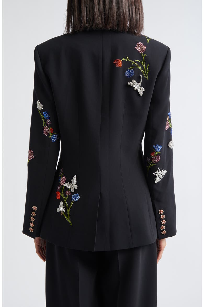 Whispering Vines Floral Embellished Blazer, Alternate, color, BLACK