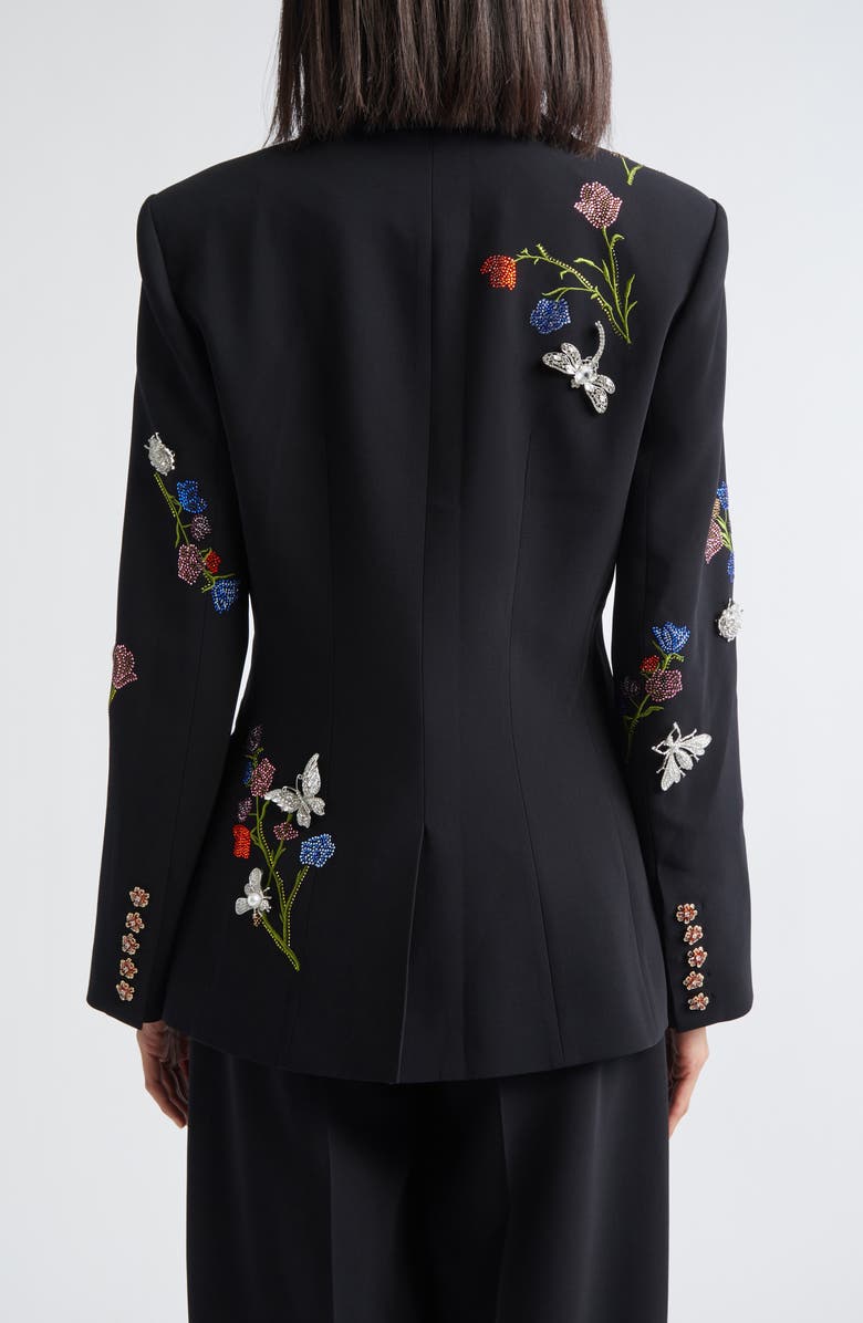 Cinq à Sept Whispering Vines Floral Embellished Blazer, Alternate, color, Black