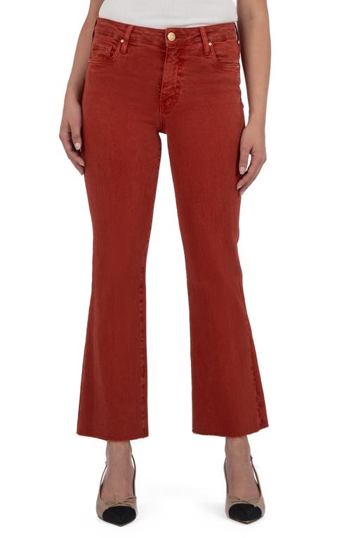 Kut From The Kloth Kelsey Raw Hem High Waist Ankle Flare Jeans In Red