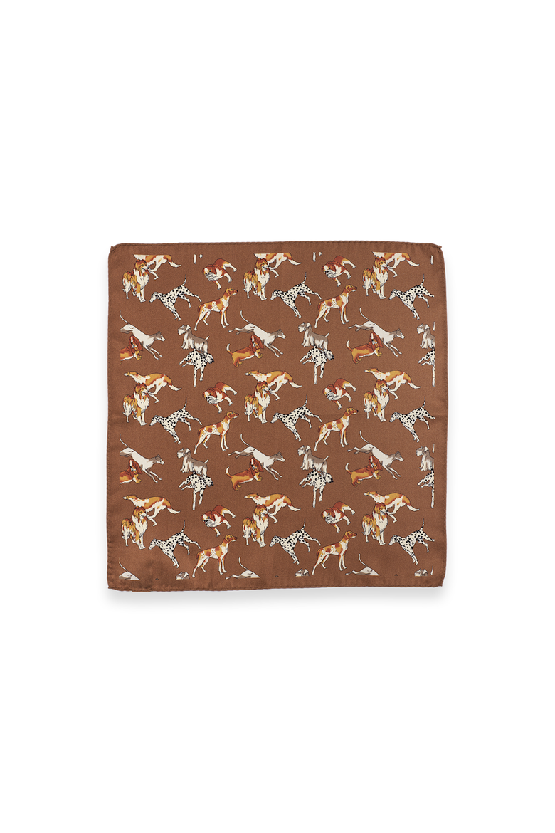 Patterned Silk Pocket Square, Alternate, color, Brown Multi