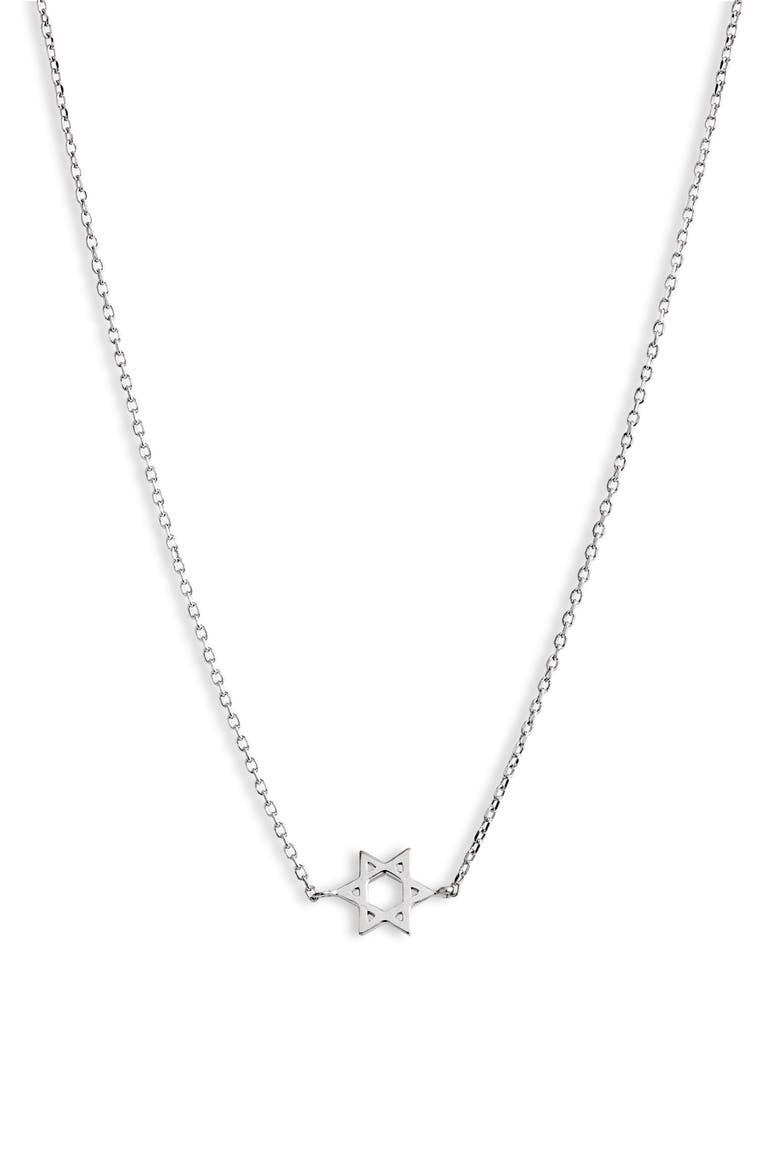 Love Letter Star of David Pendant Necklace, Main, color, SILVER