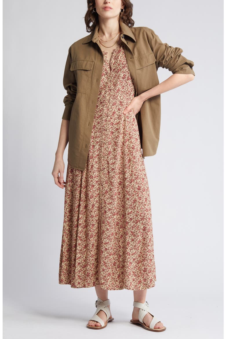 Floral Woven Maxi Dress, Main, color, IVORY- PINK LORA FLORAL