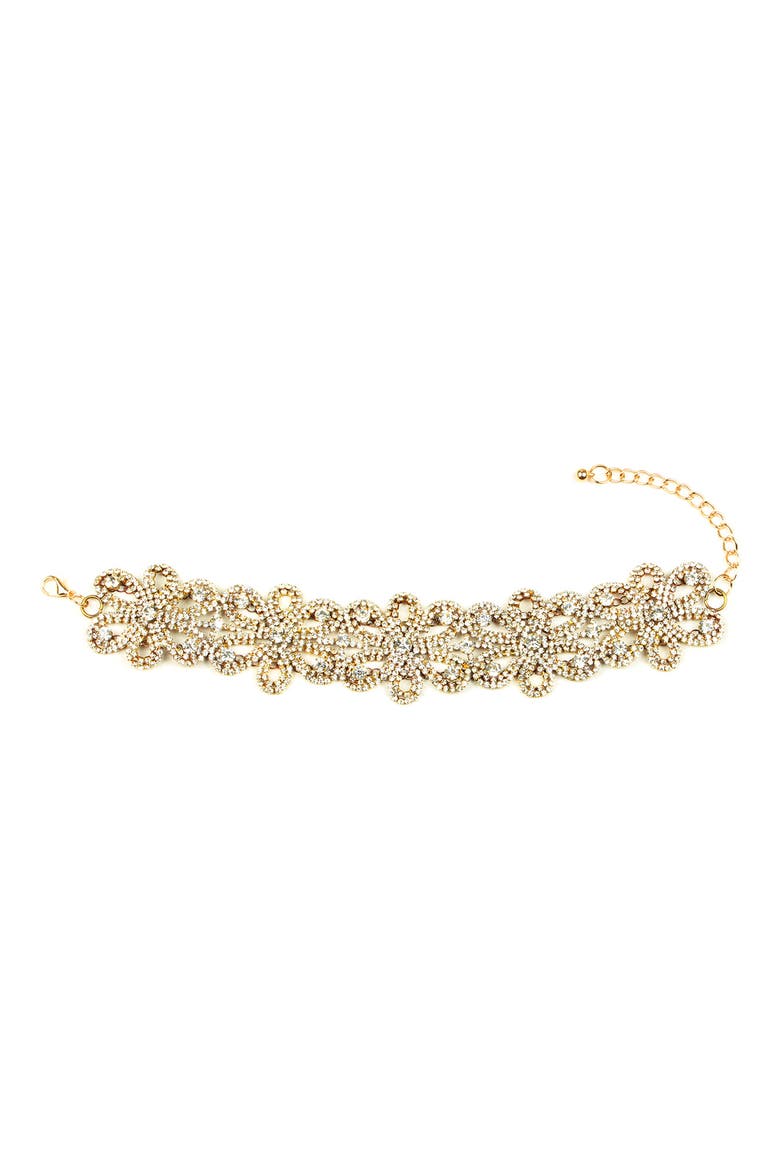 Pluto Crystal Choker, Alternate, color, GOLD