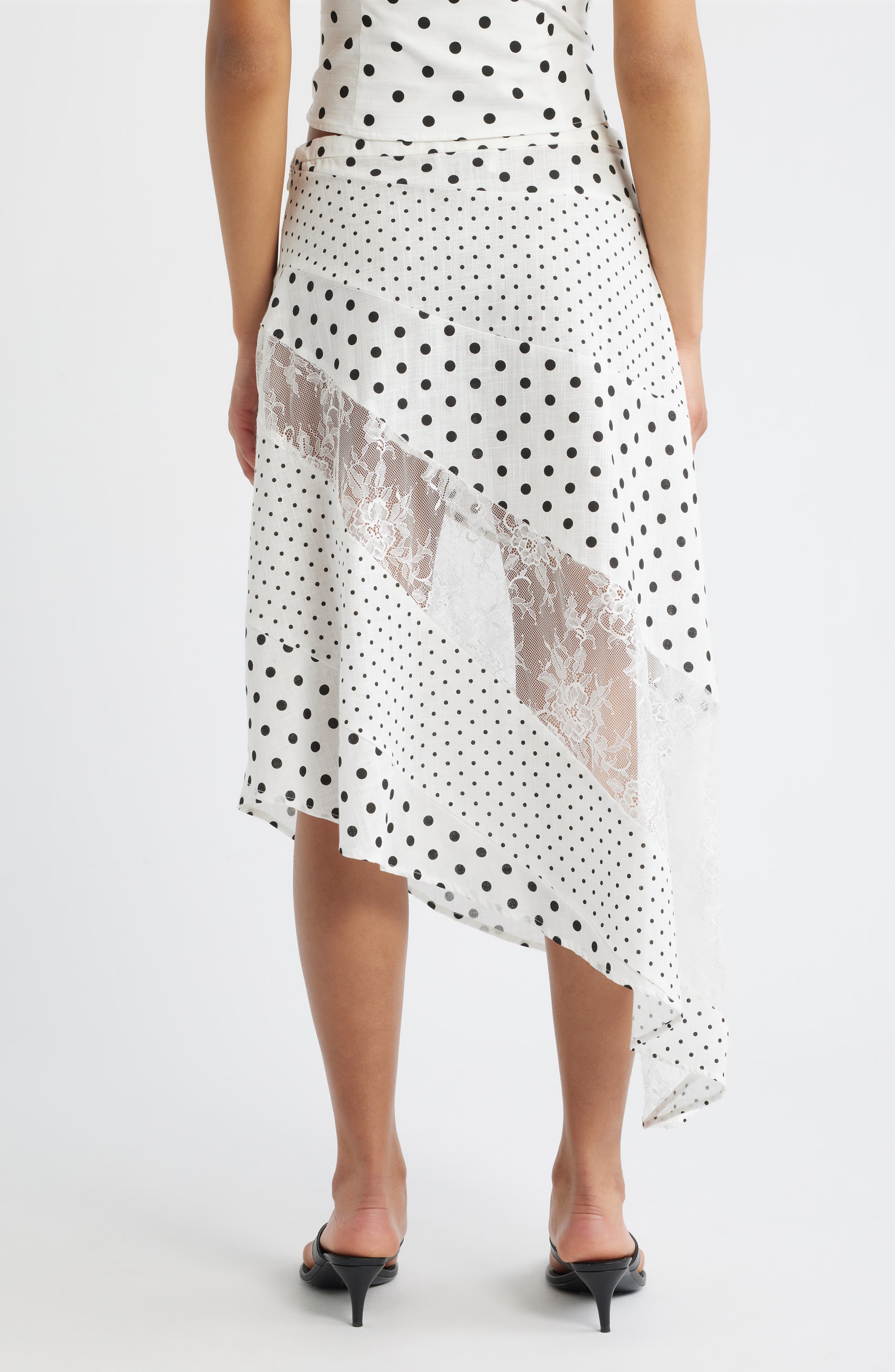 Rennar Mixed Polka Dot Asymmetric Skirt - image 2