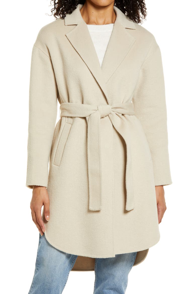 Belted Wool Blend Coat, Main, color, OATMEAL HEATHER