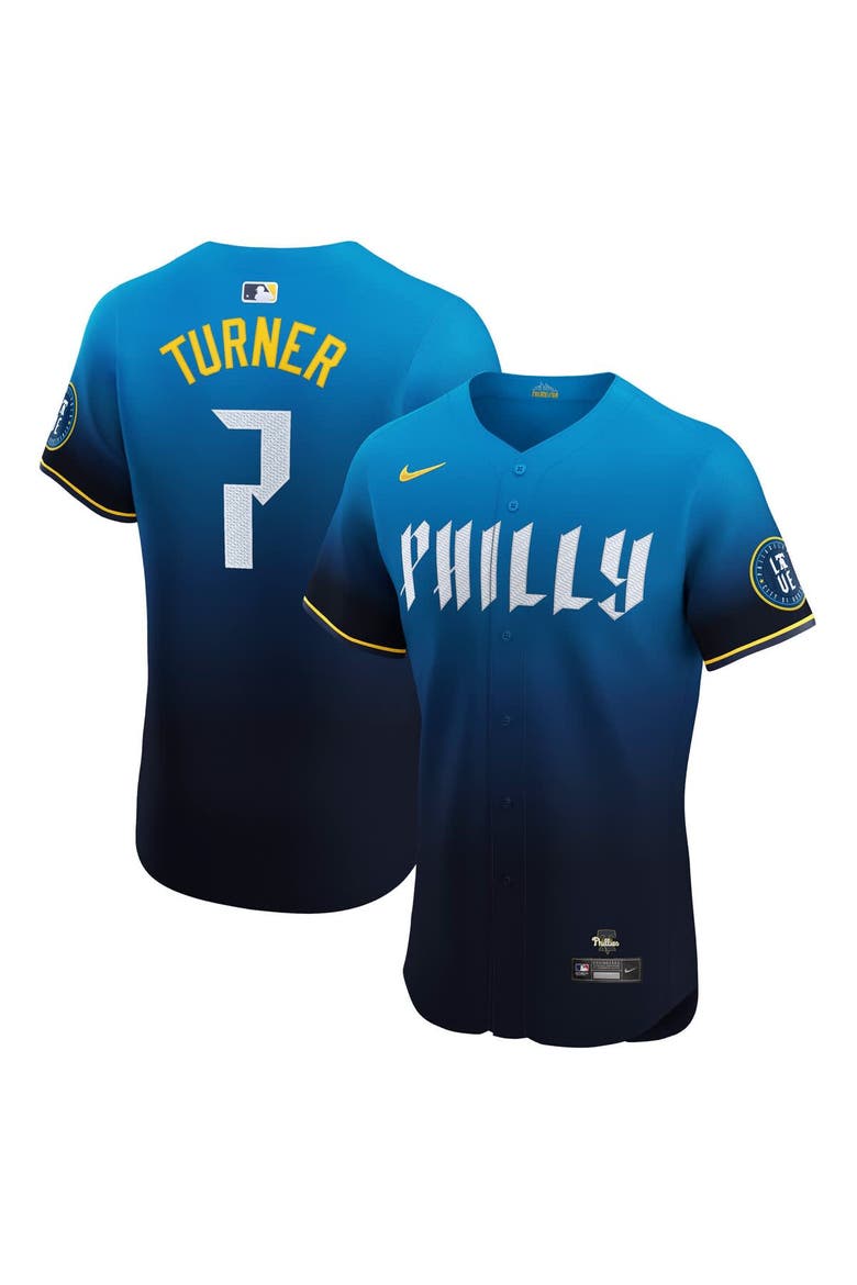 Men's Nike Trea Turner Navy Philadelphia Phillies City Connect Elite Jersey, Alternate, color, Navy
