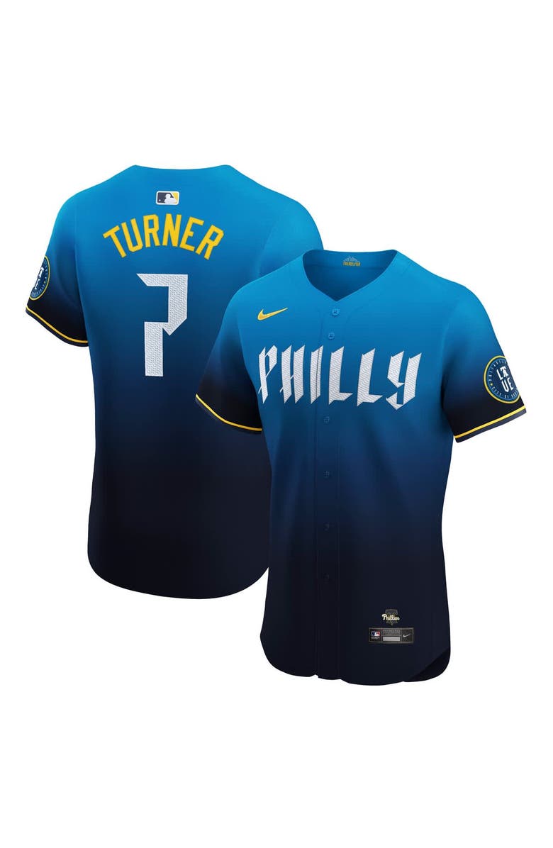 Nike Men's Nike Trea Turner Navy Philadelphia Phillies City Connect Elite Jersey, Alternate, color, Navy