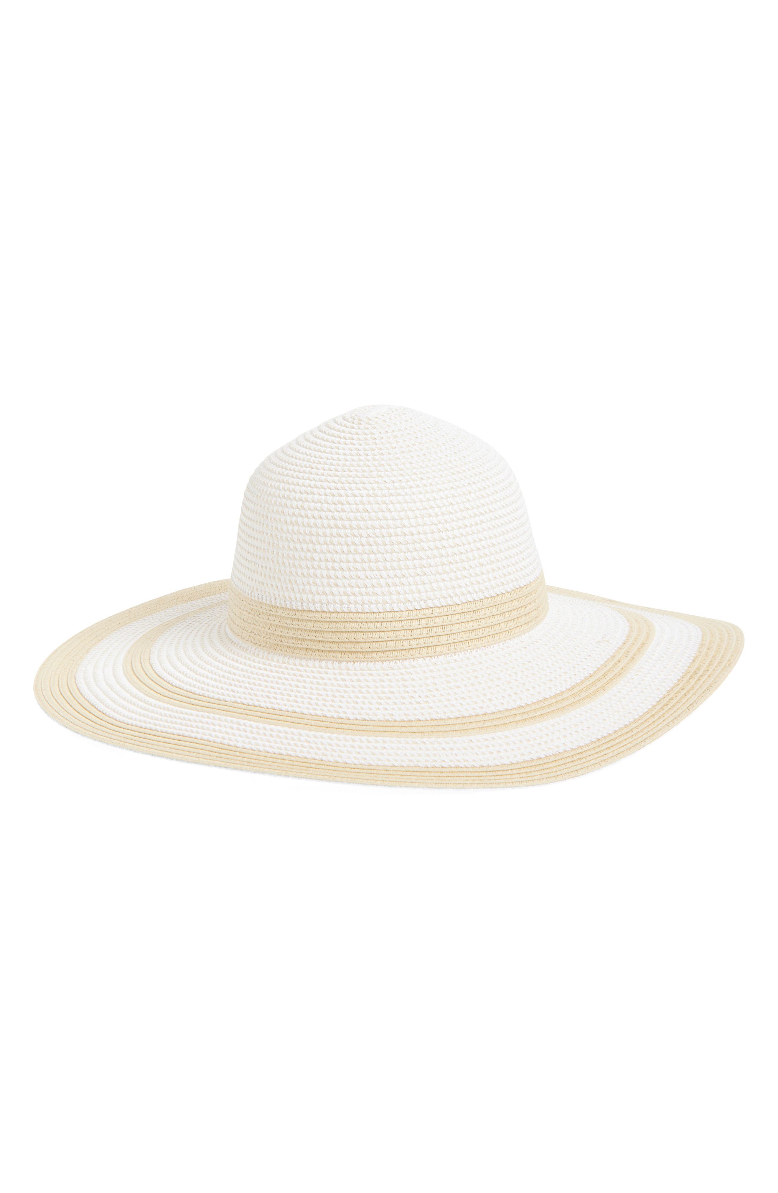 Calvin Klein Two-Color Texture Raffia Straw Sun Hat