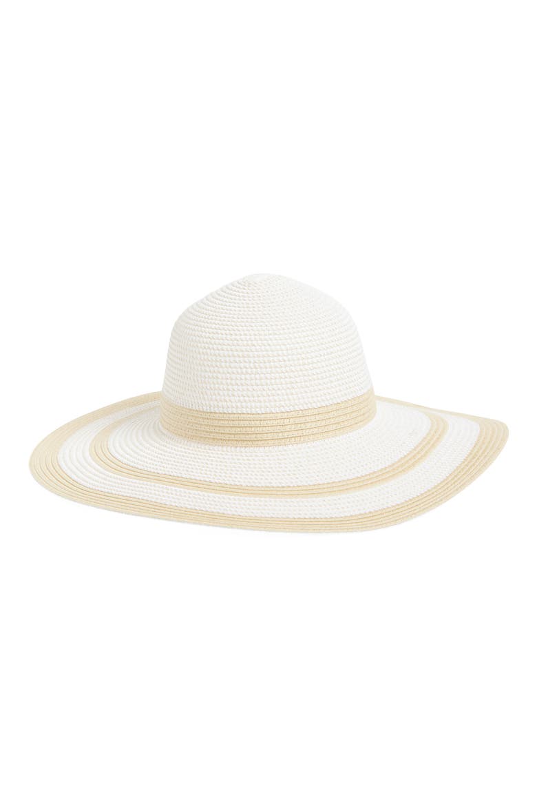 Two-Color Texture Raffia Straw Sun Hat, Main, color, NATURAL