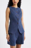 Open Edit Linen Blend Vest