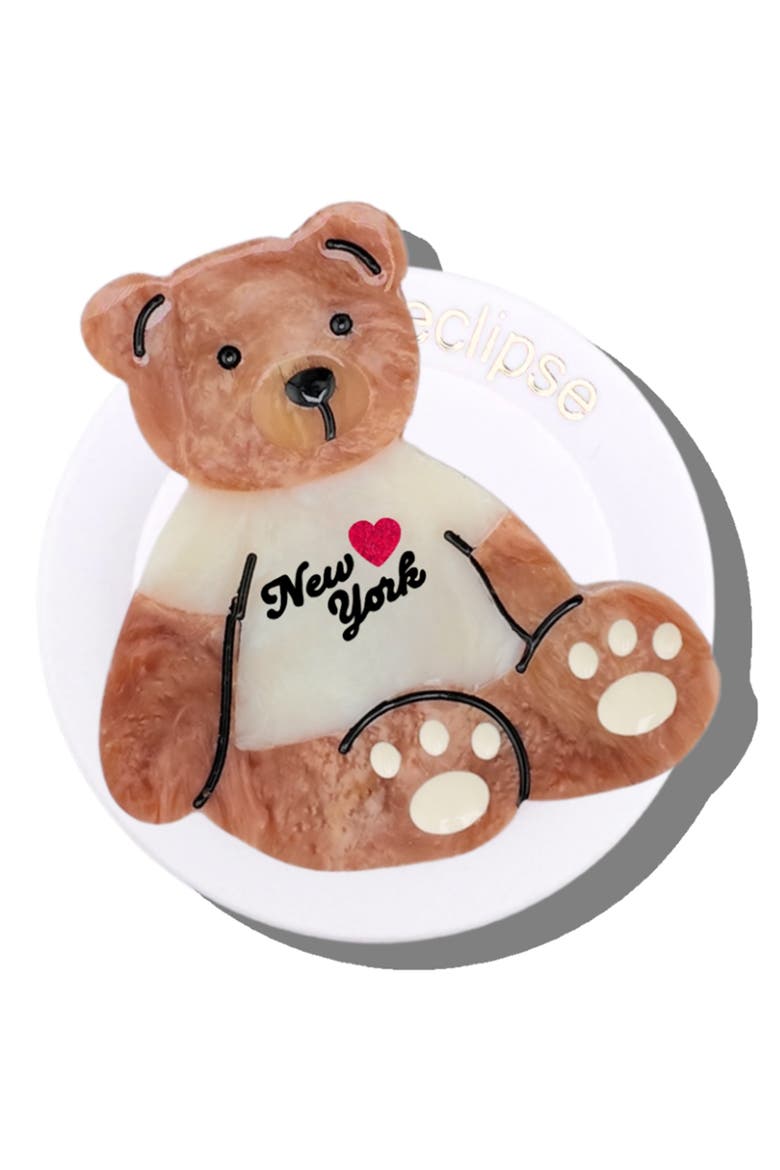 Hand Painted New York Teddy Bear Phone Grip, Main, color, BROWN