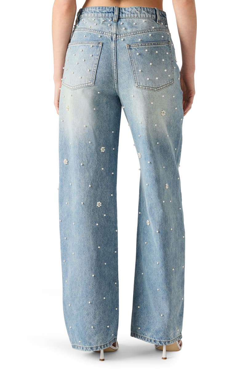 Steve Madden Fianna High Waist Faux Pearl Flare Leg Jeans, Alternate, color, Coastal Buffalo