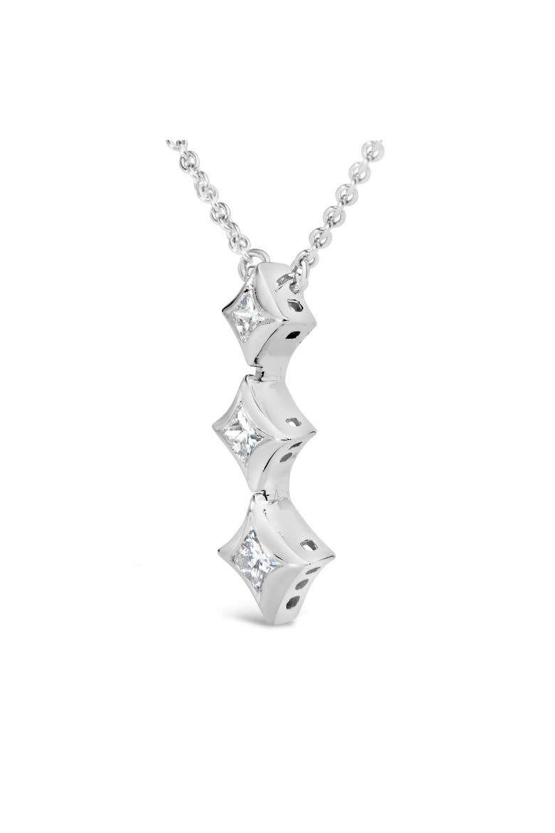 10K Gold 1/5 Cttw Princess Cut Diamond 3 Stone Drop Pendant Necklace, Alternate, color, White