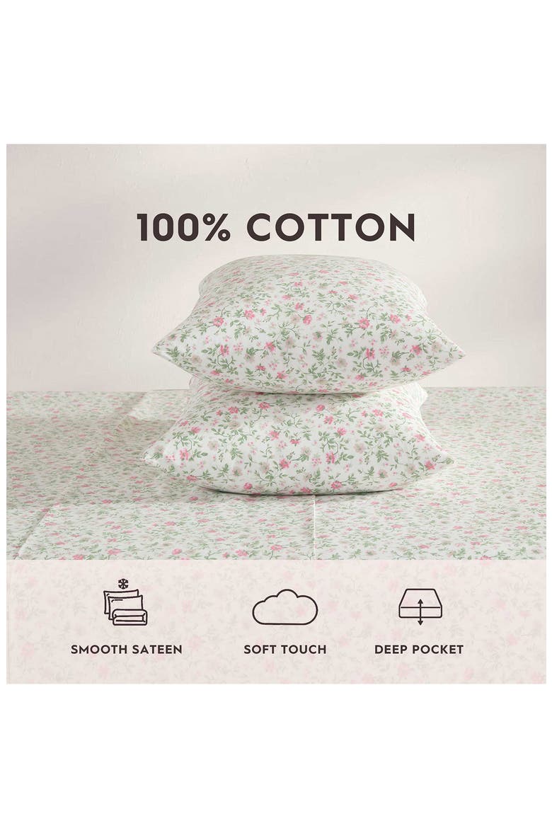 Bonnie Twin Cotton Percale Sheet Set, Alternate, color, LT-PASTEL PINK