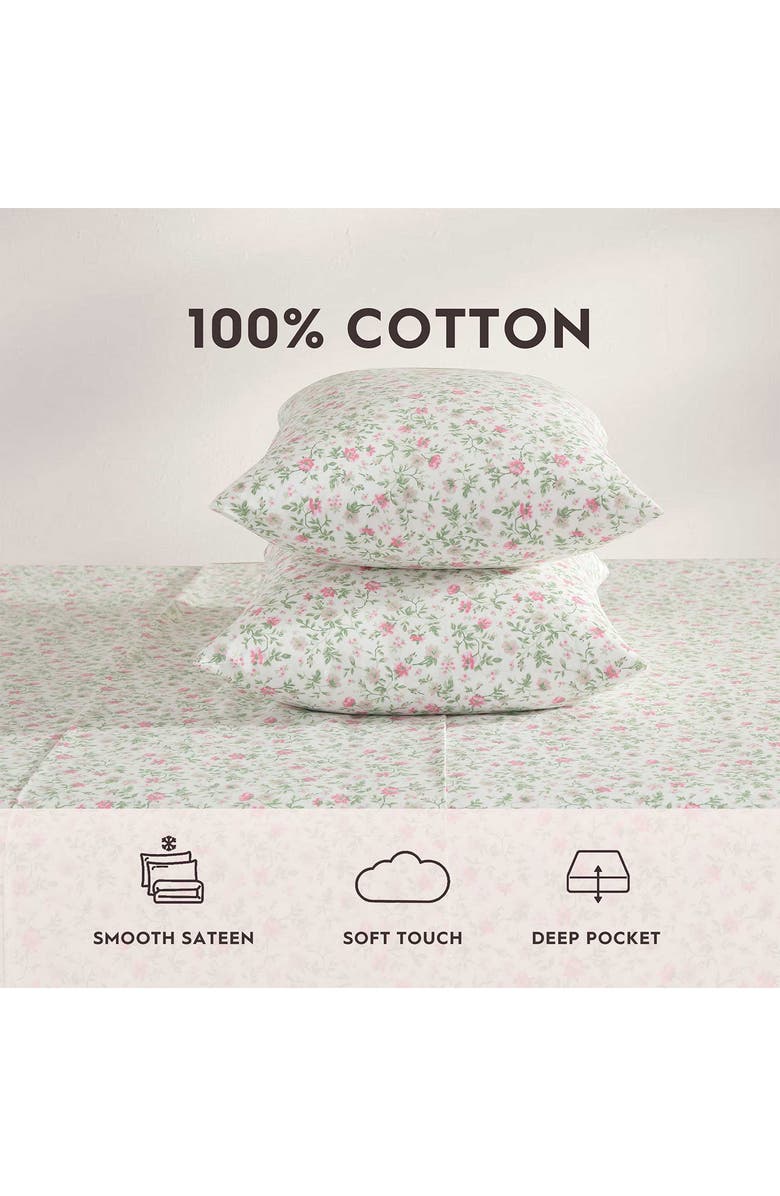 Laura Ashley Bonnie Full Cotton Percale Sheet Set, Alternate, color, Lt-Pastel Pink