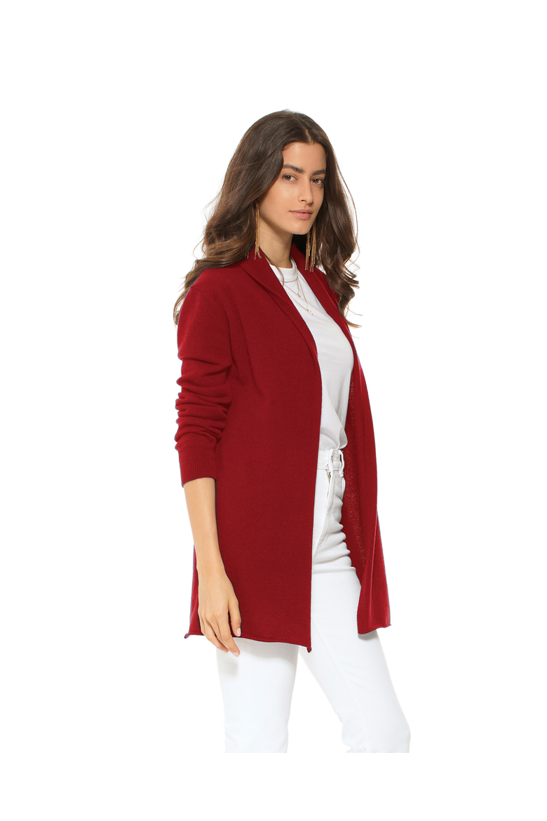 Long Open Front Pure Cashmere Cardigan, Alternate, color, Chianti