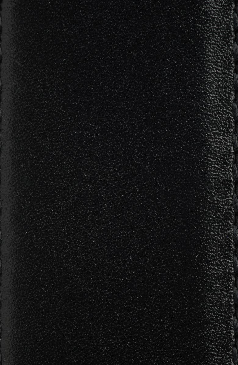 Saint Laurent Charniere Logo Buckle Leather Belt, Alternate, color, Nero/ Nero