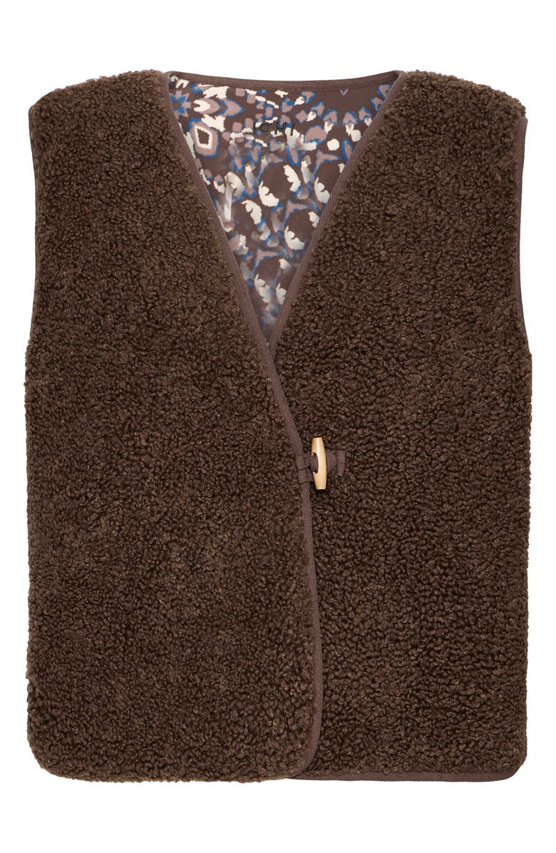 ICHI Faux Shearling Vest, Alternate, color, Coffee Bean