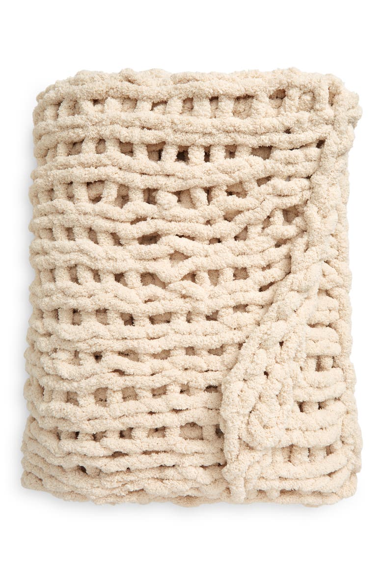 Braided Medium Throw Blanket, Main, color, BEIGE