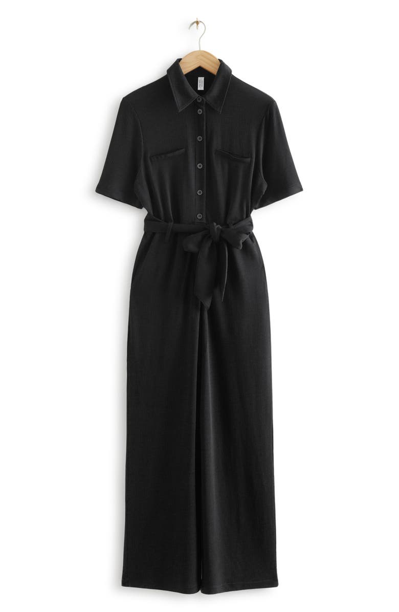 & Other Stories Belted Wide Leg Knit Jumpsuit, Main, color,