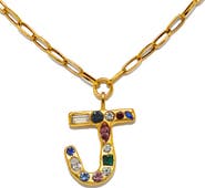 Sequin Emilie Crystal Initial Pendant Necklace