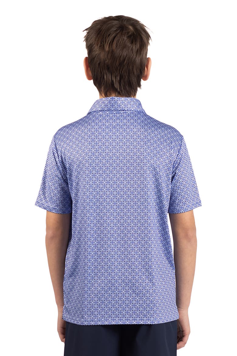 Kids' Geometric Floral Knit Polo, Alternate, color, DENIM