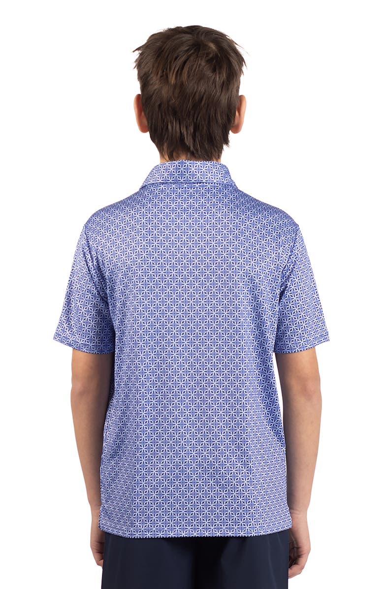 TailorByrd Kids' Geometric Floral Knit Polo, Alternate, color, Denim