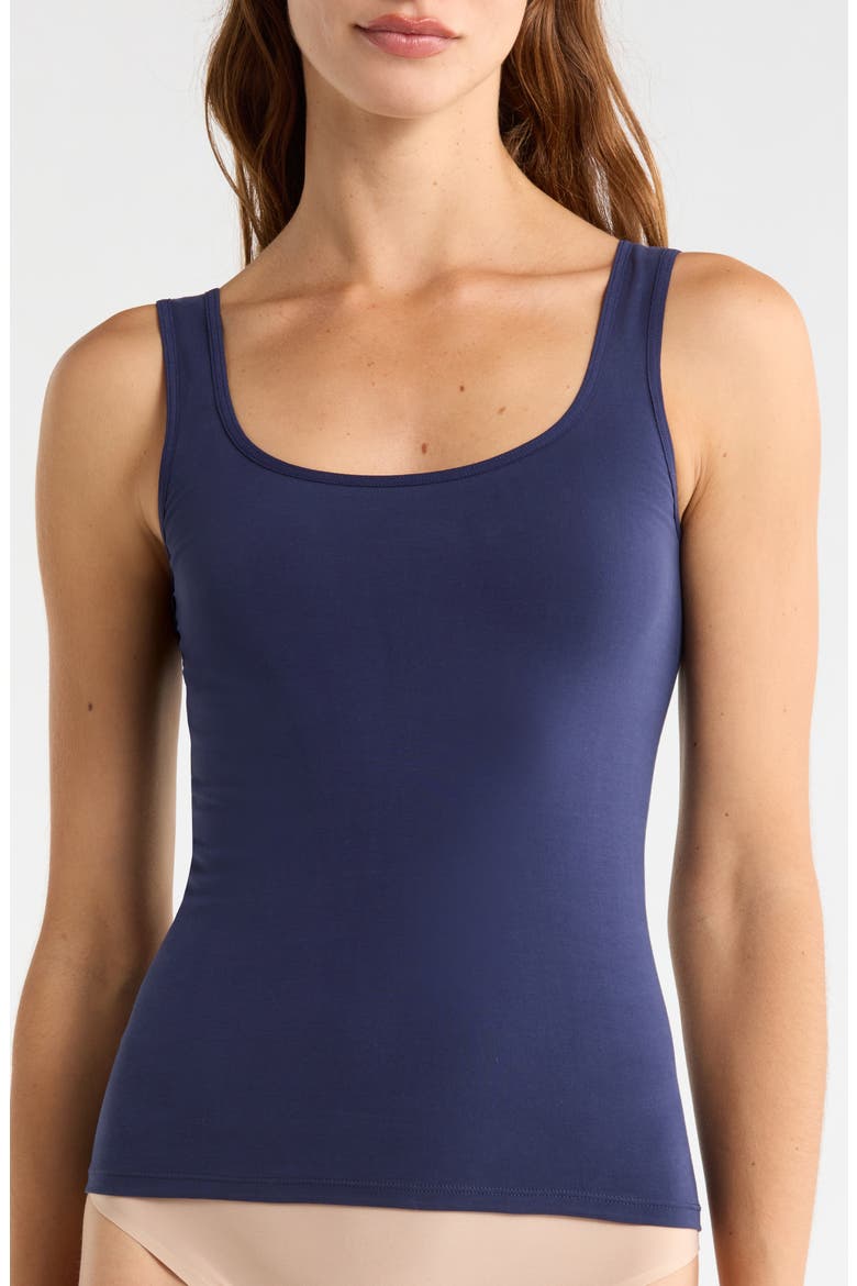 Seamless Cotton Blend Tank, Main, color, NAVY PEACOAT
