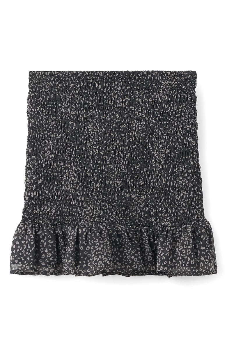 MANGO TEEN Leopard Ruffle Miniskirt, Alternate, color, Black