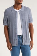 TRUTH Short Sleeve Cable Knit Button-Up Shirt