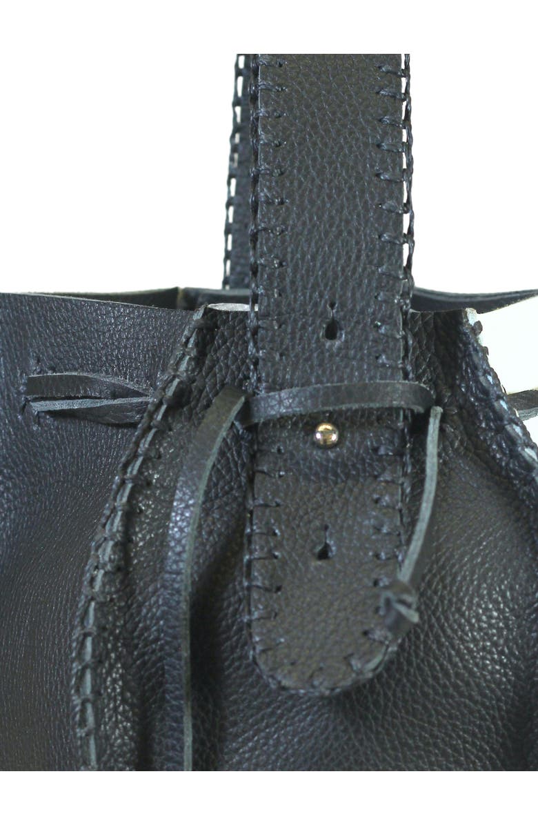 Carlos Falchi Tall Bucket Top Grain Leather Bag, Alternate, color, Black And White