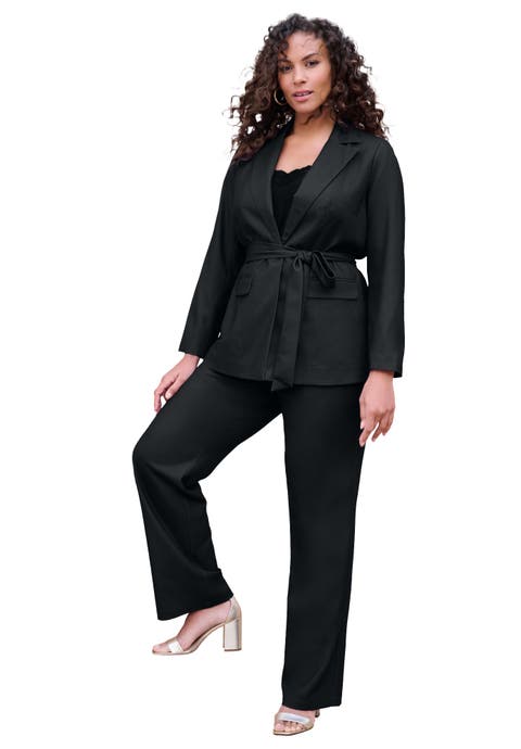 Plus Size Stretch Crepe Tie-Waist Jacket (Plus)