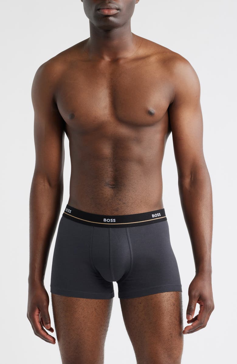 BOSS 5-Pack Essential Stretch Cotton Trunks, Main, color, Grey/ Black/ Blue/ Green Asst.