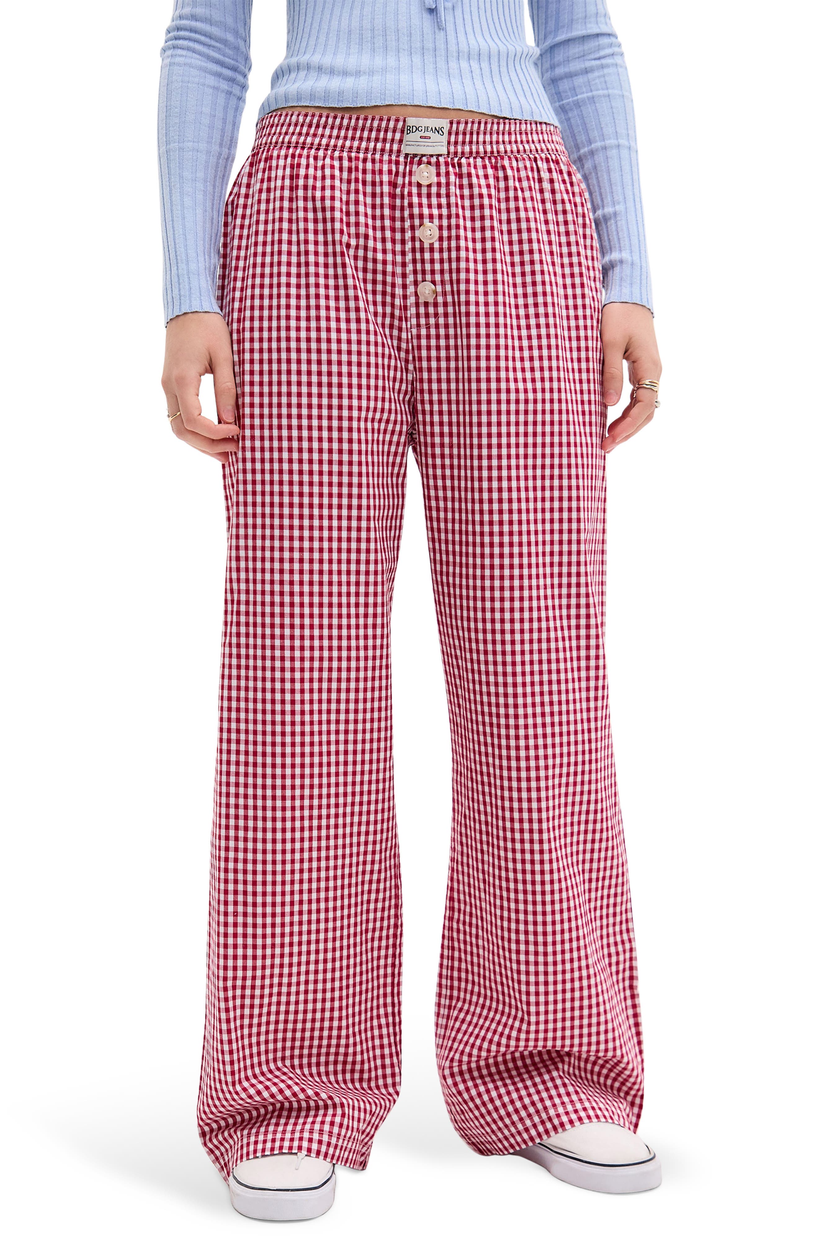 Gingham Check Straight Leg Pants (Women) | Nordstrom