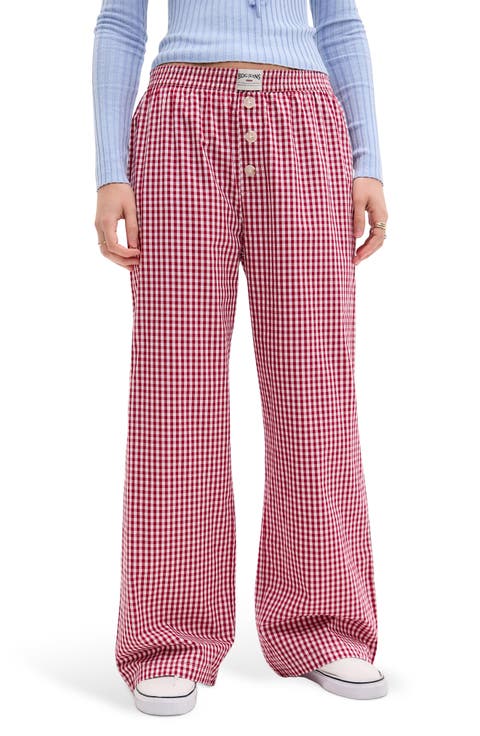 Gingham Check Straight Leg Pants