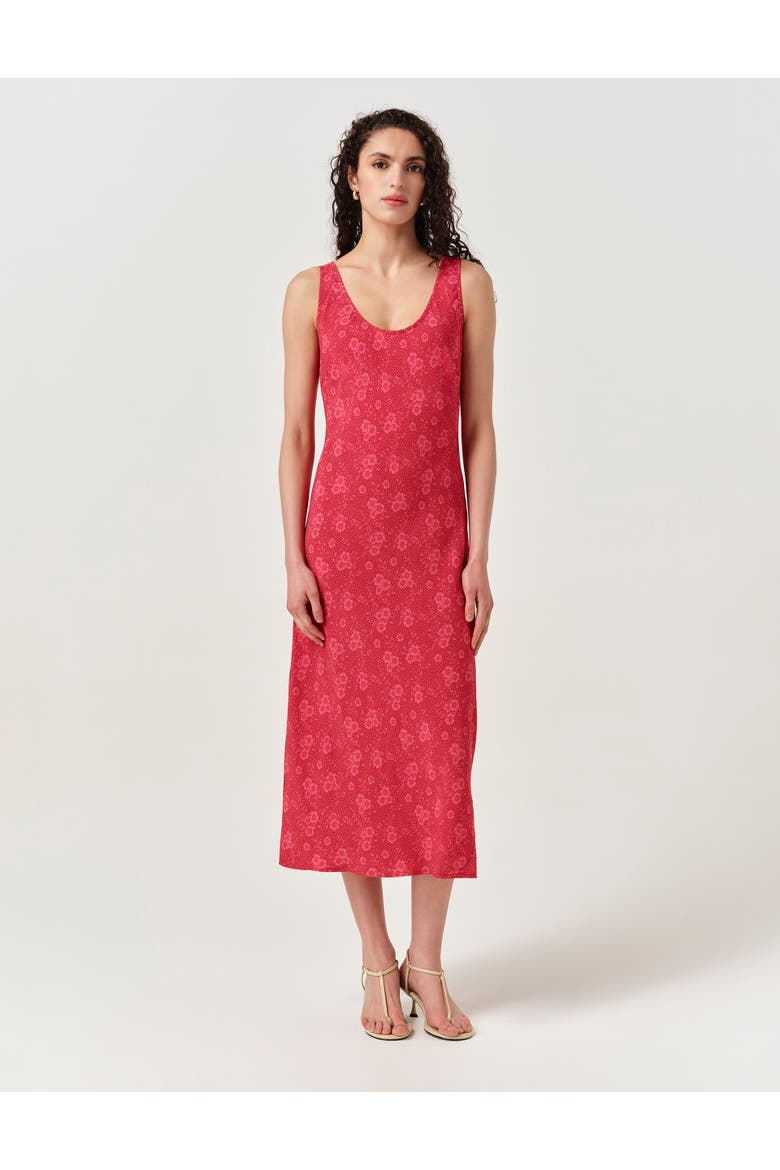 Paloma Crepe Midi Slip Dress, Main, color, Pink Dotty Floral