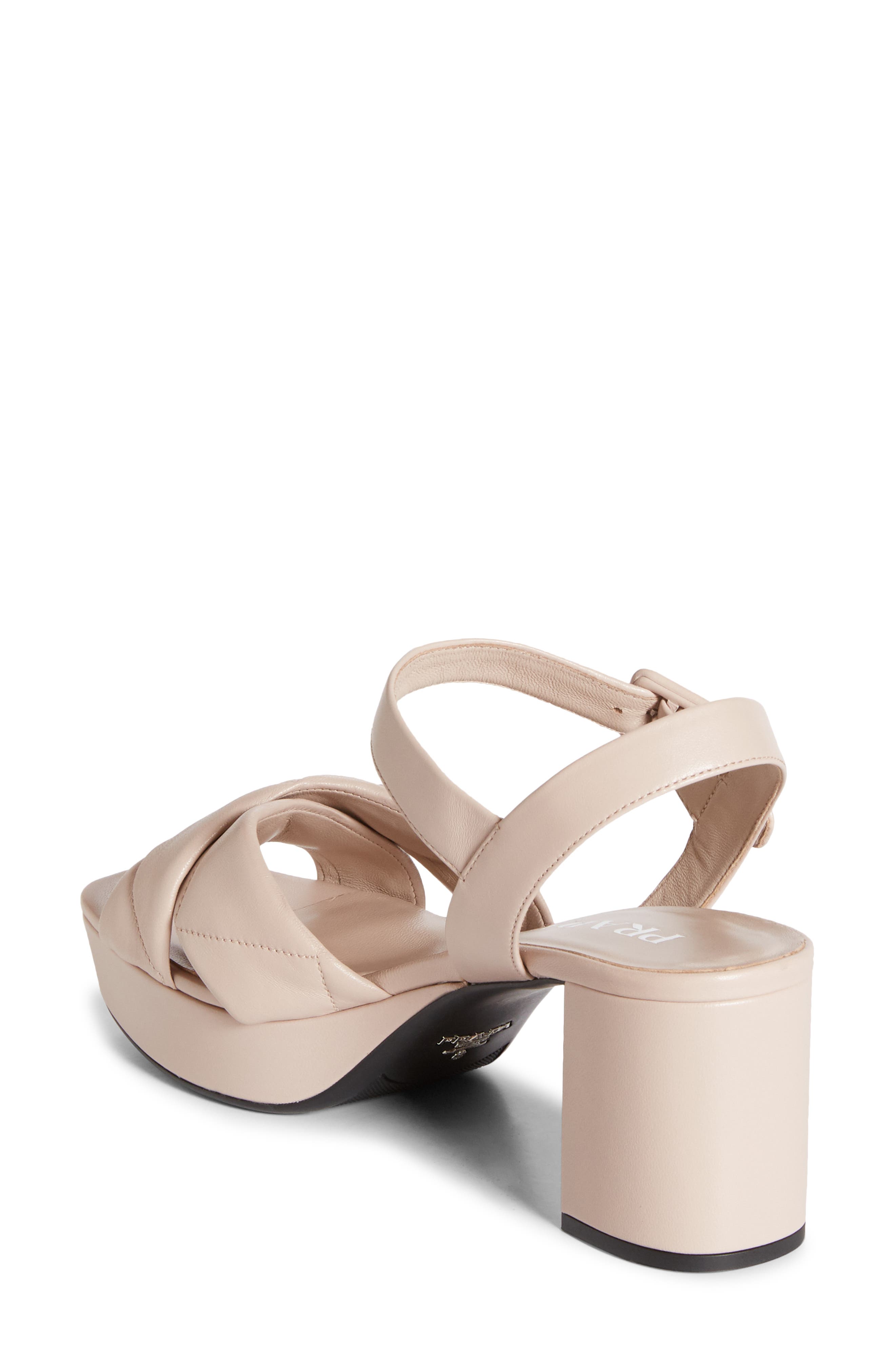 Prada Diagram Quilted Leather Platform Sandal, Alternate, color, Light Pink