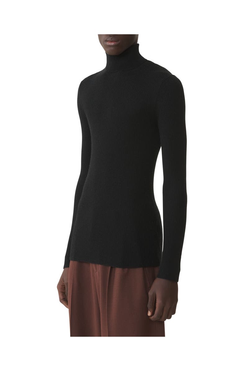 Lanvin Turtleneck Sweater In Merino Wool And Silk, Alternate, color, Black