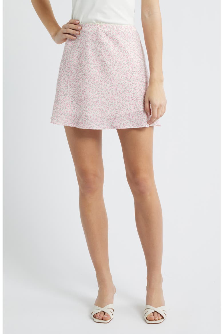 Floral A-Line Miniskirt, Main, color, CREAM PINK