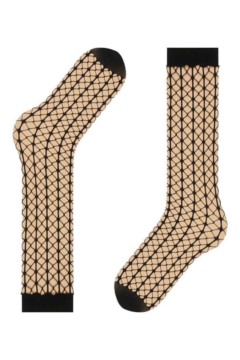 Paradise Net Knee High Socks, Alternate, color, BLACK
