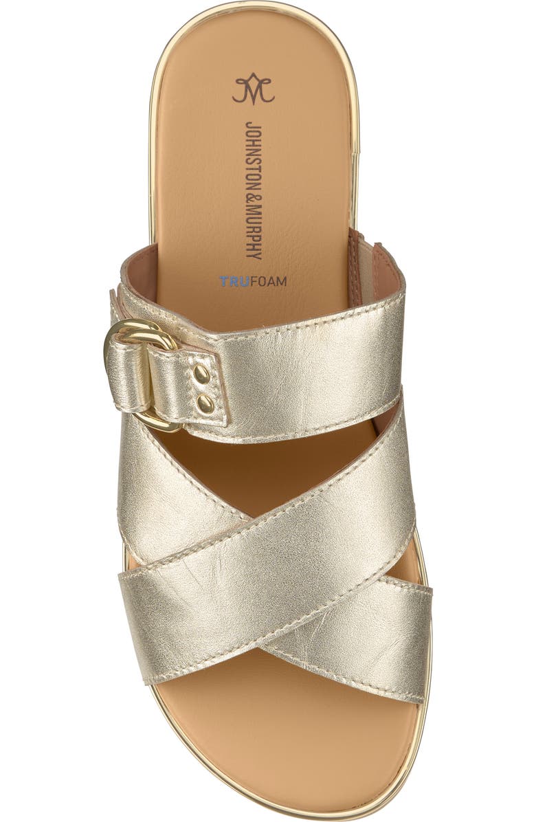 Johnston & Murphy Shayla Crossover Slide Sandal, Alternate, color, Gold Metallic Sheepskin