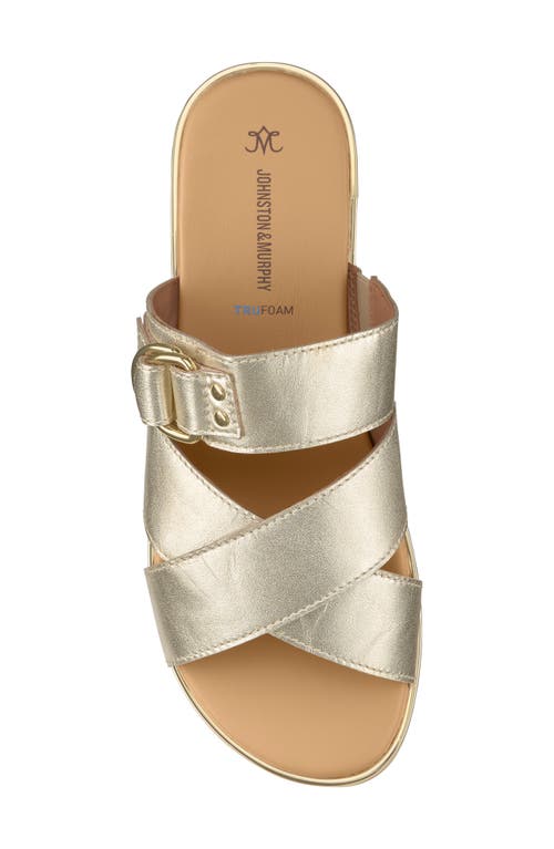 Johnston & Murphy Shayla Crossover Slide Sandal In Gold Metallic Sheepskin