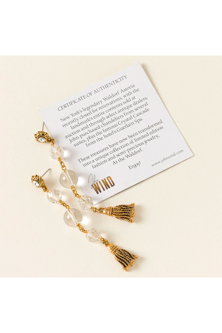 Waldorf Astoria Chandelier Earrings, Alternate, color, Gold / Clear