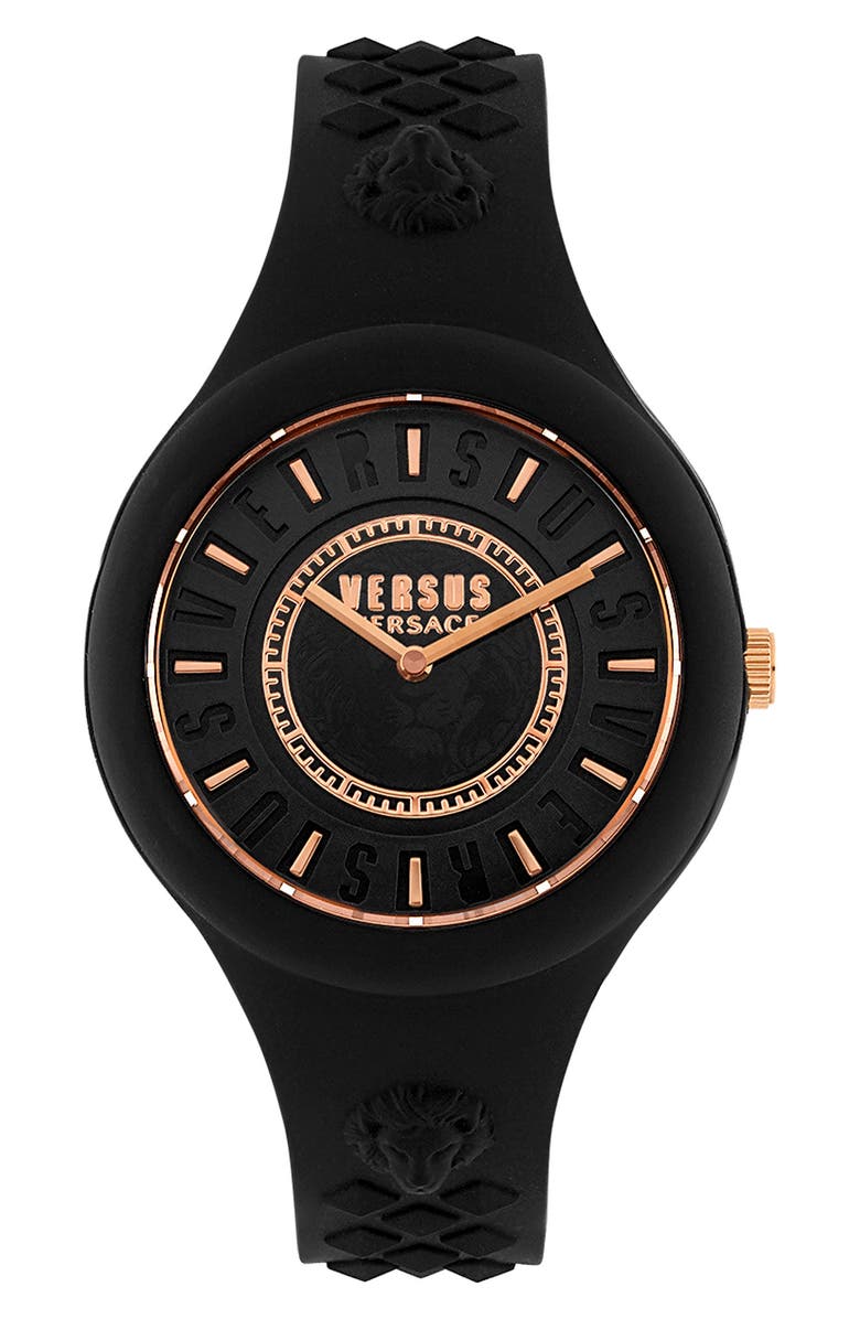 VERSUS Versace Men's Black Dial Silicone Strap Watch, 39mm, Main, color,