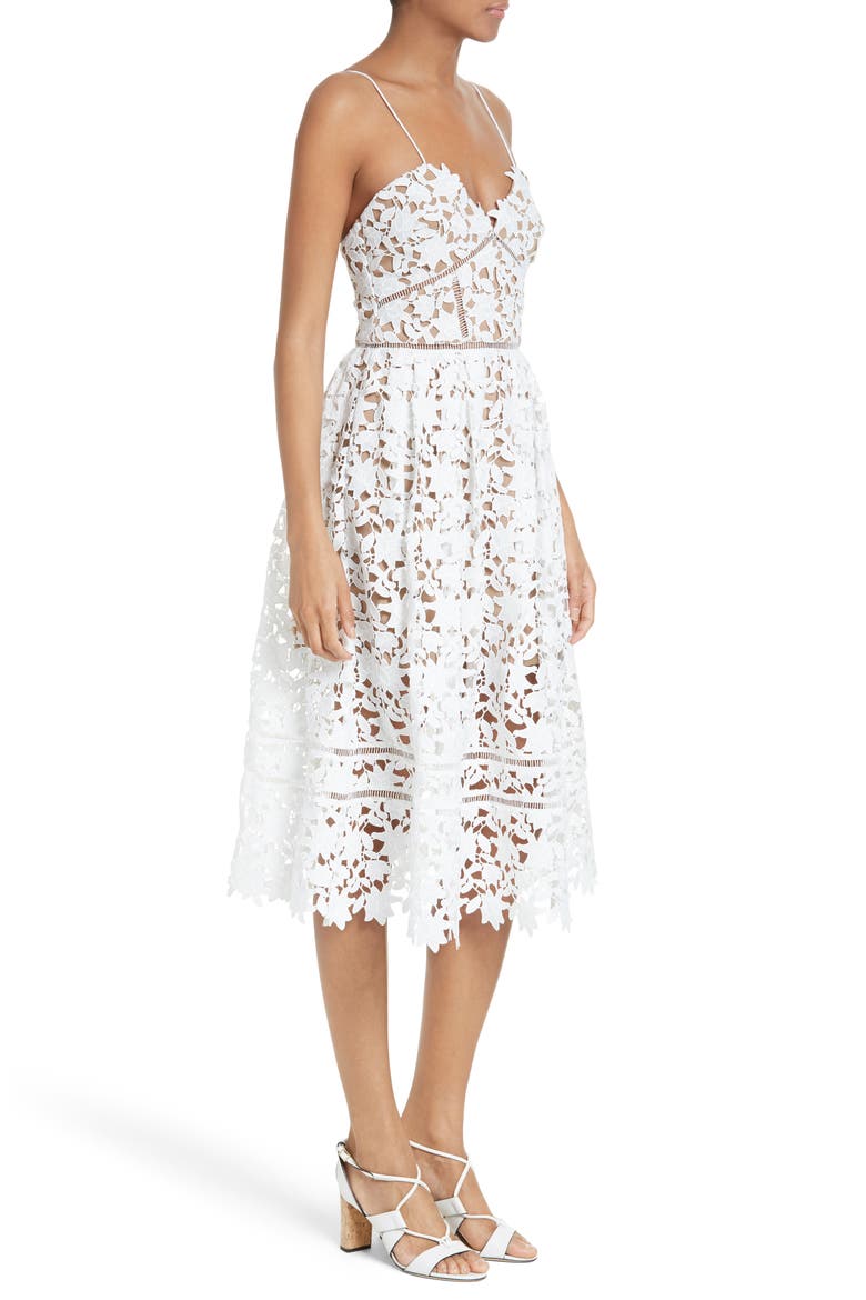 'Azaelea' Lace Fit & Flare Dress, Alternate, color, WHITE