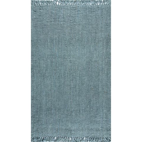 Pata Hand Woven Chunky Jute with Fringe Area Rug