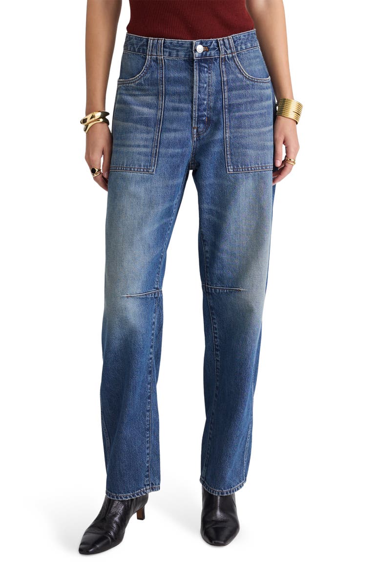 The Darted Utility Barrel Leg Jeans, Main, color, IRMO WASH