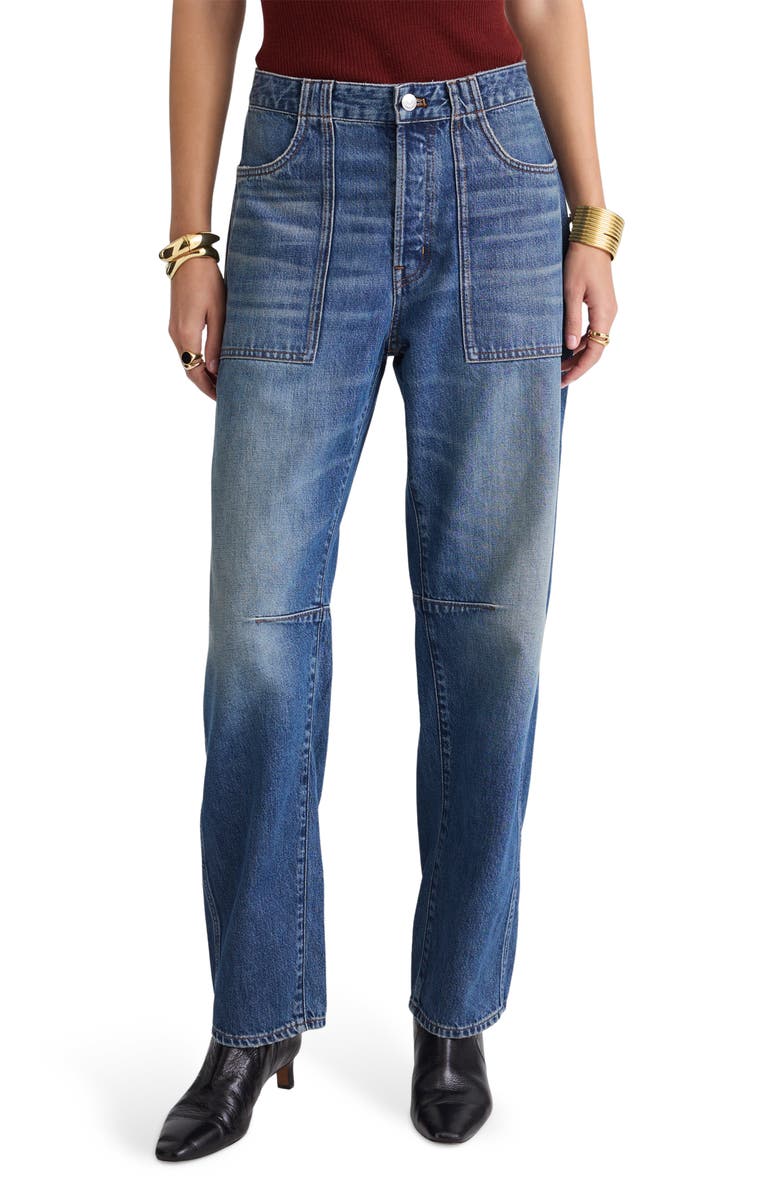 Madewell The Darted Utility Barrel Leg Jeans, Main, color, Irmo Wash