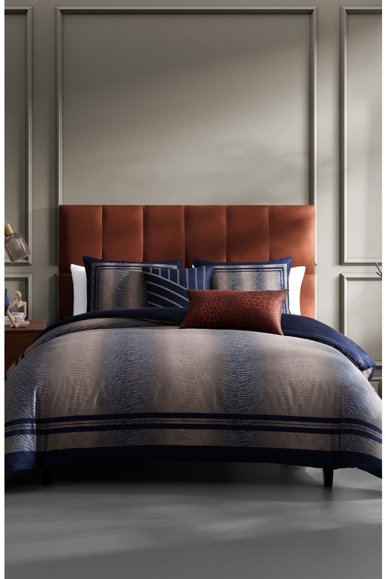 Animal Print Reversible 5-Piece Comforter Set, Alternate, color, NAVY