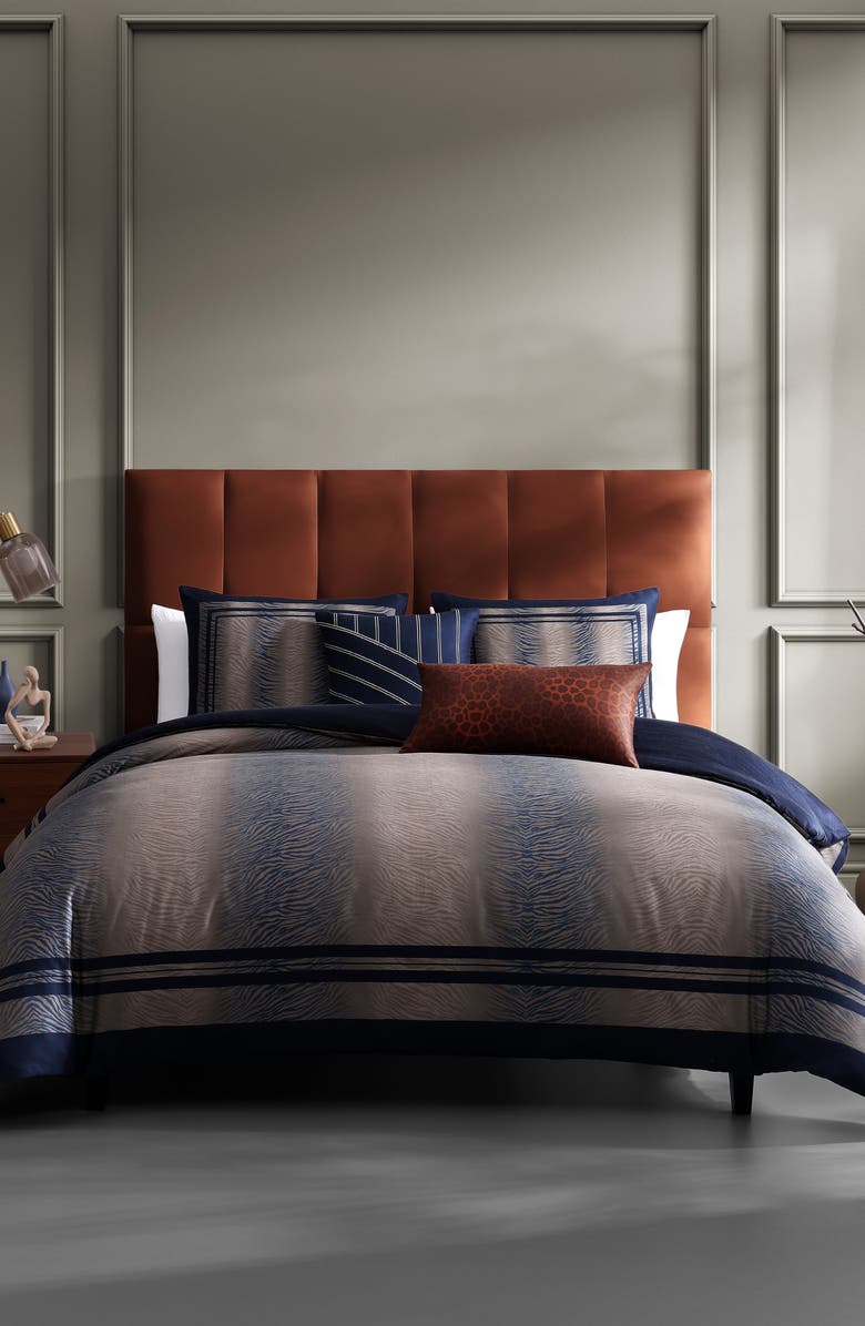 Bebejan Animal Print Reversible 5-Piece Comforter Set, Alternate, color, Navy